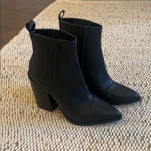 Black leather booties